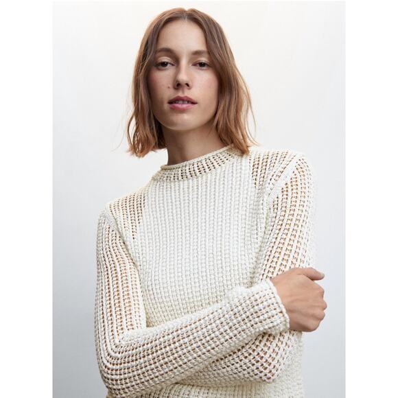 MANGO Openwork Sweater With Perkins Collar - XXL - Picture 3 of 6